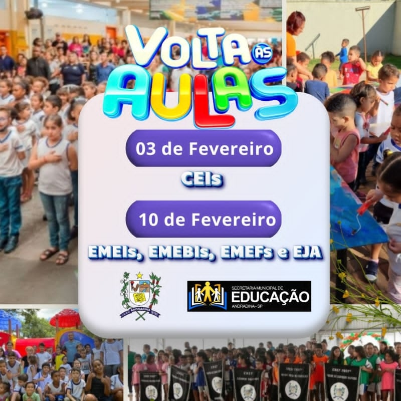 Rede Municipal volta às aulas em 10 de fevereiro