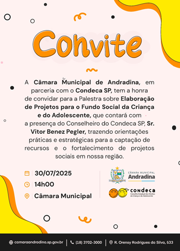 Câmara de Andradina realiza palestra sobre captação de recursos para projetos sociais