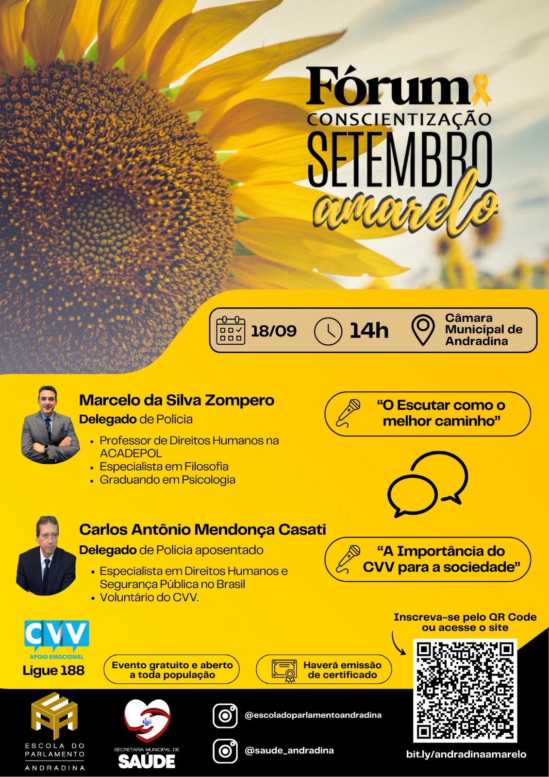Andradina promove conscientização sobre saúde mental no Setembro Amarelo