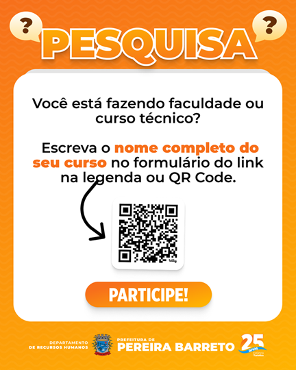 Prefeitura de Pereira Barreto lança pesquisa para mapear cursos de estudantes e ampliar oportunidades de estágio