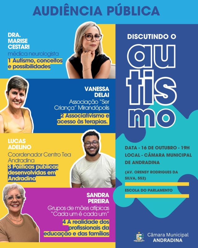 Câmara de Andradina promove audiência pública sobre autismo