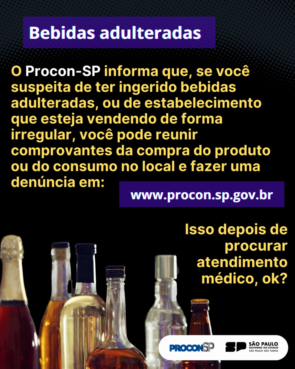 PROCON alerta para riscos de bebidas adulteradas com metanol e orienta consumidores