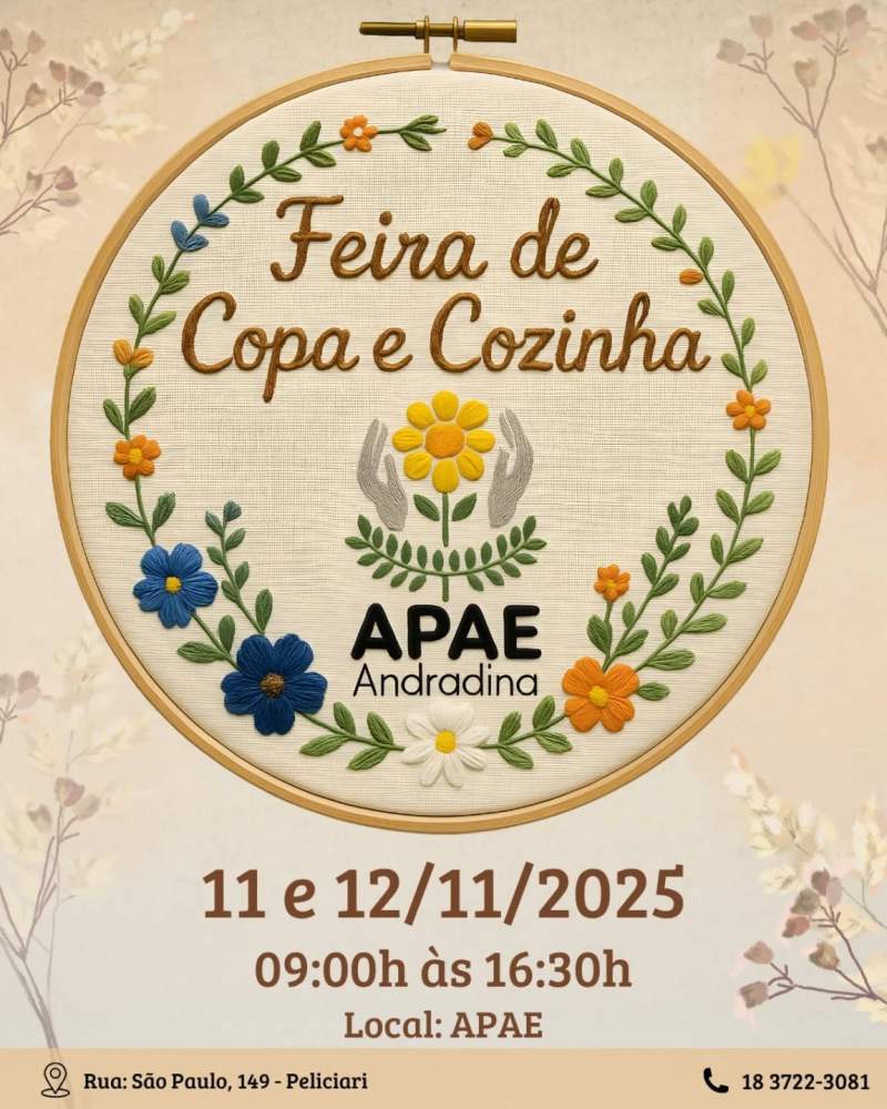 APAE de Andradina realiza Feira de Copa e Cozinha nesta terça e quarta-feira