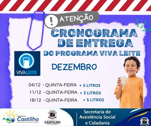 Programa Viva Leite altera entrega em Castilho no mês de dezembro, mas manterá quantidade