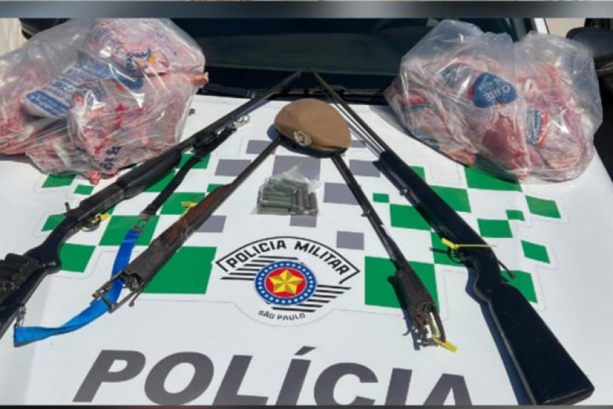 Apreensão de armas e 41 kg de carne de cateto em Castilho
