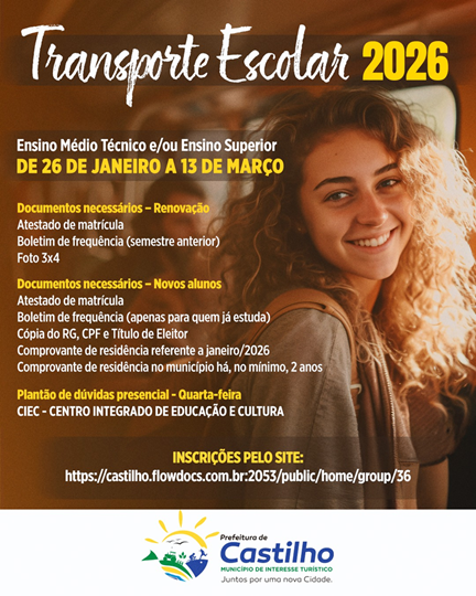 Castilho abre prazo e divulga requisitos para obtenção do transporte escolar 2026