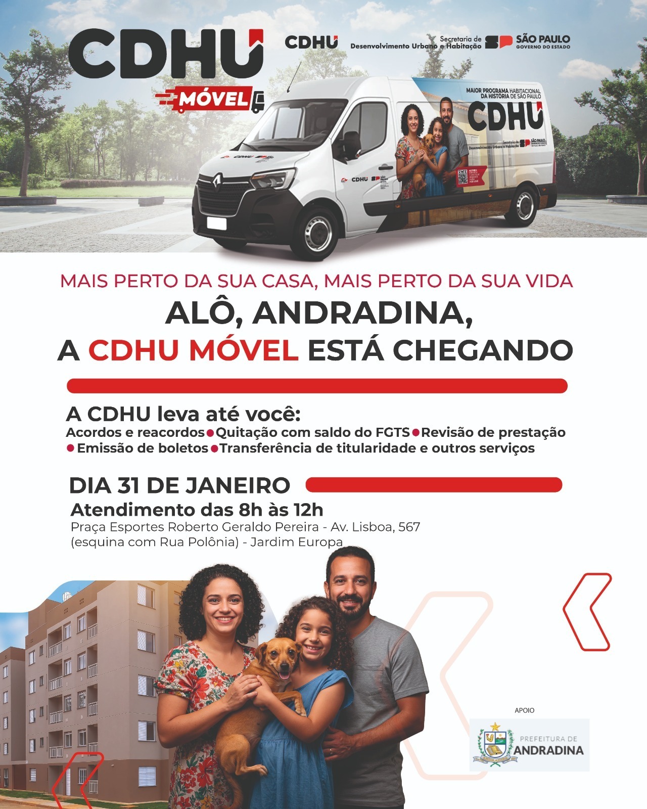 CDHU e Prefeitura de Andradina promovem plantão de atendimento na cidade