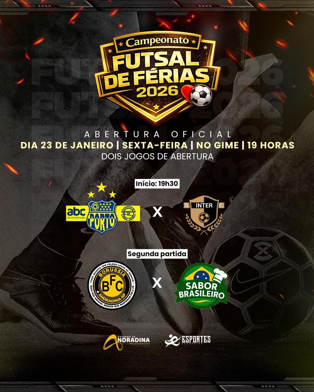Campeonato Futsal de Férias 2026 começa hoje sexta-feira (23)