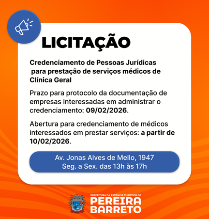 Pereira Barreto irá contratar empresa para serviços de clínico geral em UBSs