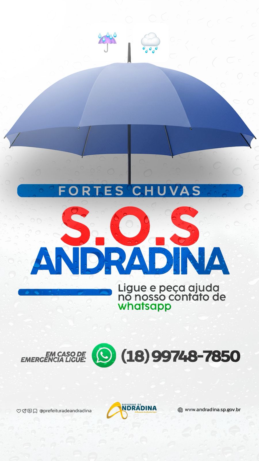 Prefeitura mantém plantão do SOS Andradina para monitorar chuvas e atender ocorrências