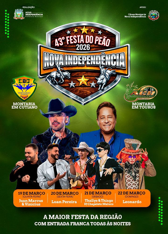 Estão disponíveis as vendas de camarotes da 43ª Festa do Peão de Nova Independência