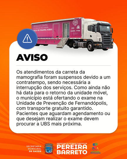 Secretaria de Saúde de Pereira Barreto garante continuidade de exames de mamografia em unidade de Fernandópolis