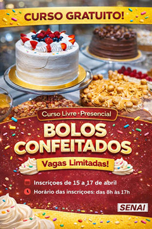 Prefeitura de Castilho abre inscrições para curso de Bolos Confeitados em parceria com o SENAI