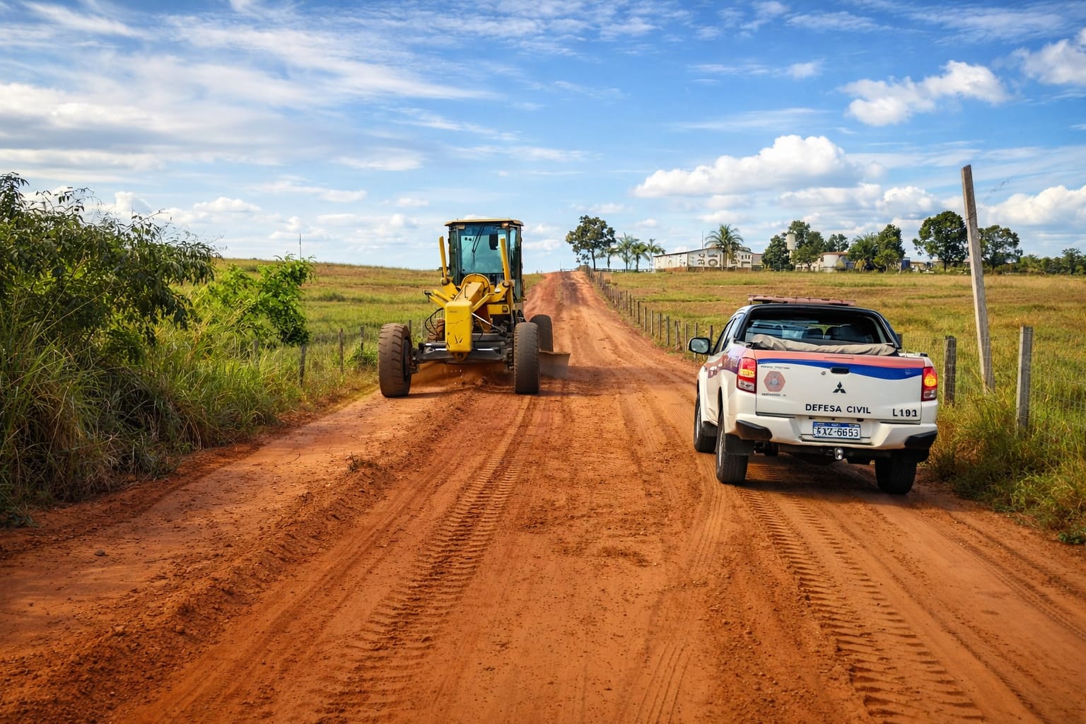 Patrolamento melhora condições da estrada rural da Abelhinha