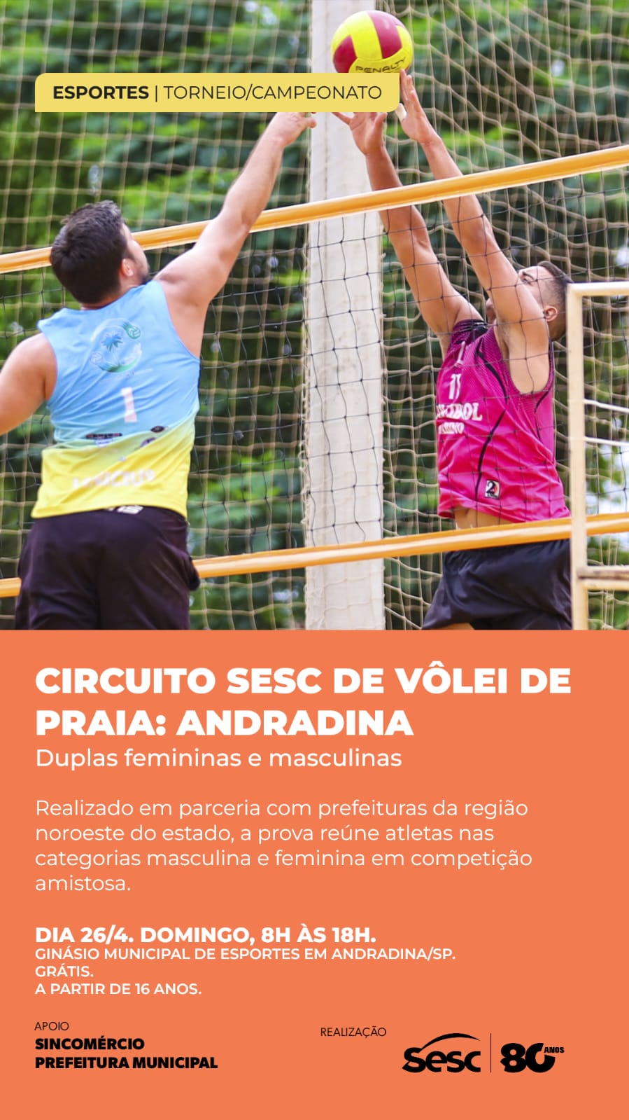 Andradina recebe Circuito Sesc de Vôlei de Praia