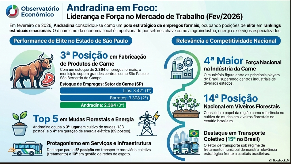 Andradina se destaca no ranking estadual e nacional de empregos formais