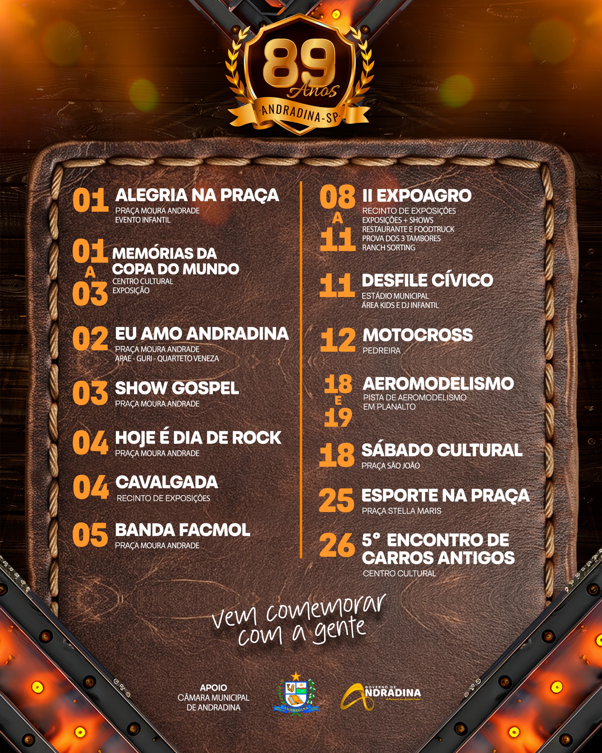 Andradina celebra 89 anos com programação especial em julho