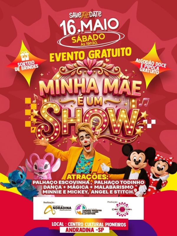 Cultura promove evento em comemoração ao Dia das Mães no sábado (16)