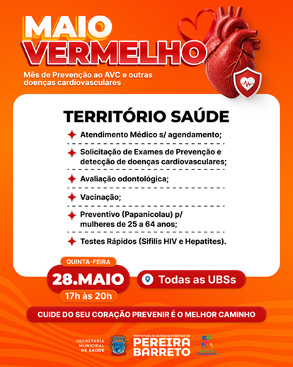 Unidades Básicas de Pereira Barreto realizam ação especial do “Maio Vermelho” nesta quinta-feira