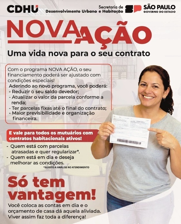 Programa Nova Ação da CDHU oferece condições especiais para mutuários