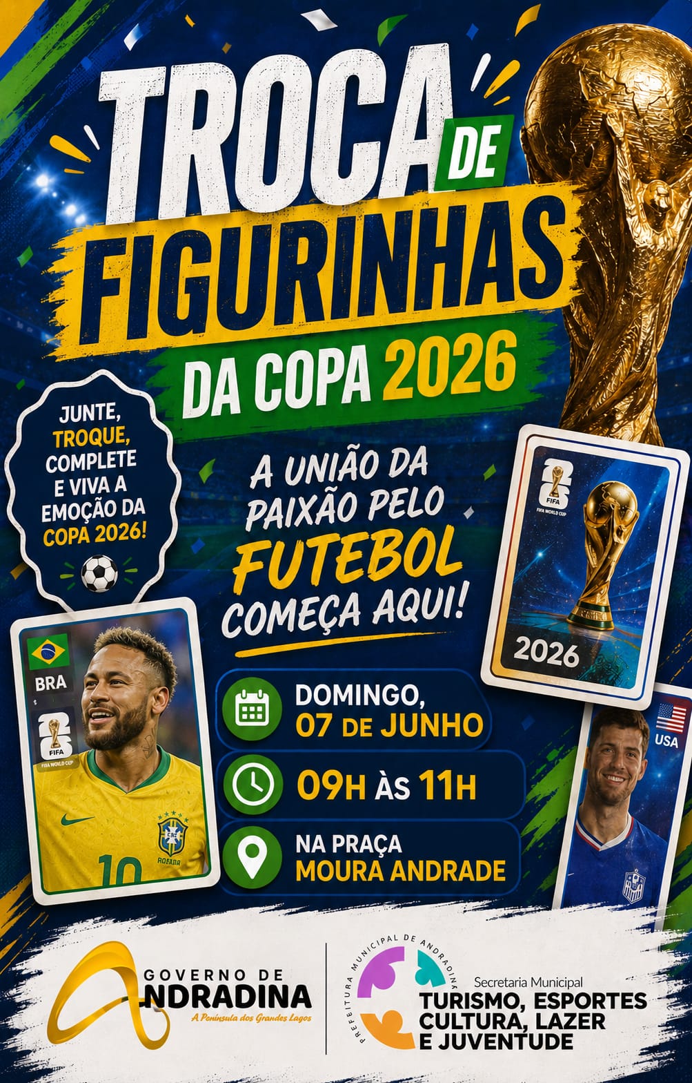 Troca de figurinhas da Copa 2026 reúne paixão pelo futebol na Moura Andrade