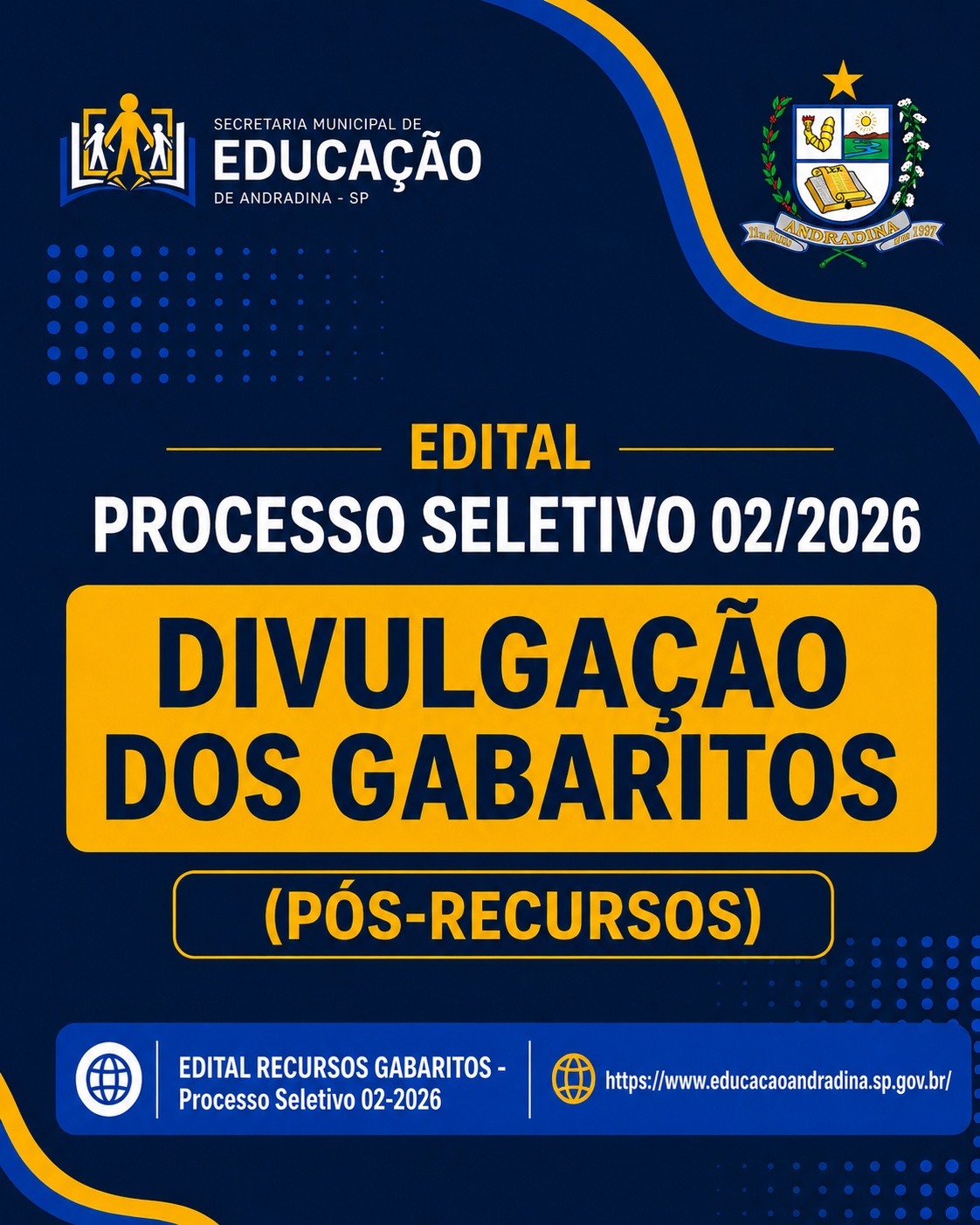 Secretaria Municipal de Educação divulga gabaritos pós-recursos do Processo Seletivo 02/2026