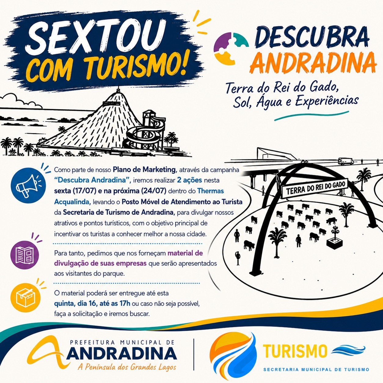 Cidade promove campanha "Descubra Andradina" com posto móvel no Acqualinda