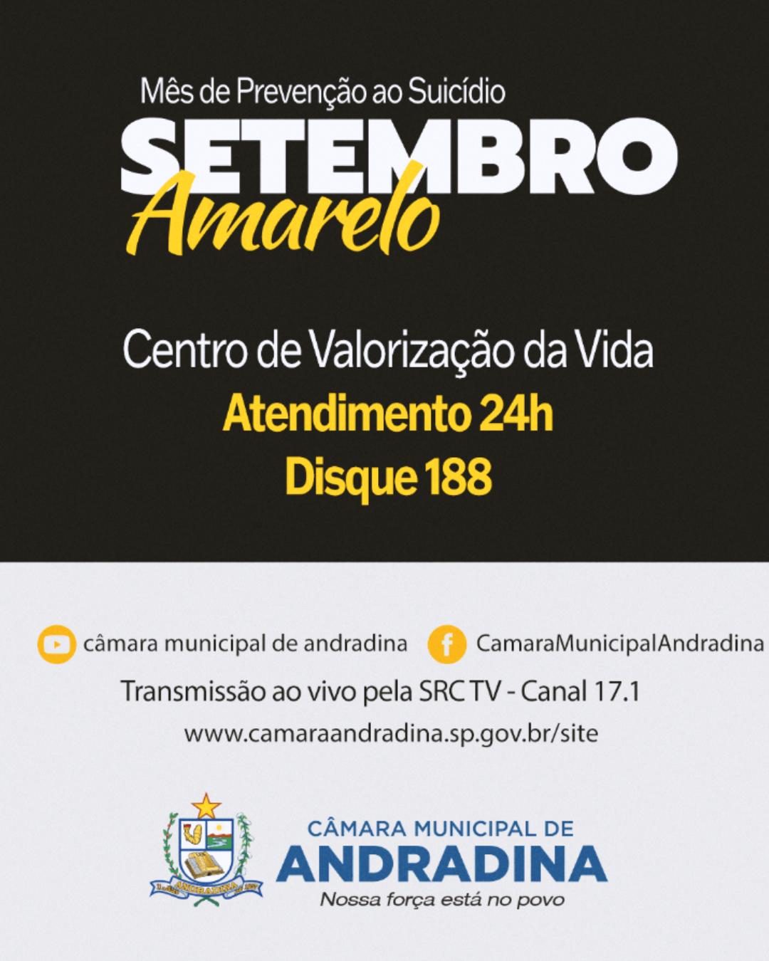 Notícias Andradina SP Setembro Amarelo Câmara Municipal de Andradina SP