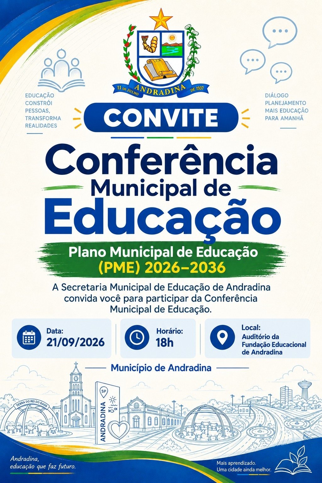 Andradina realiza Conferência Municipal de Educação para construção do Plano Municipal de Educação 2026–2036