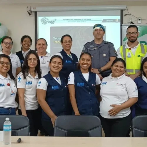 Polícia Militar promove palestra sobre segurança no trânsito na SIPAT do AME de Andradina
