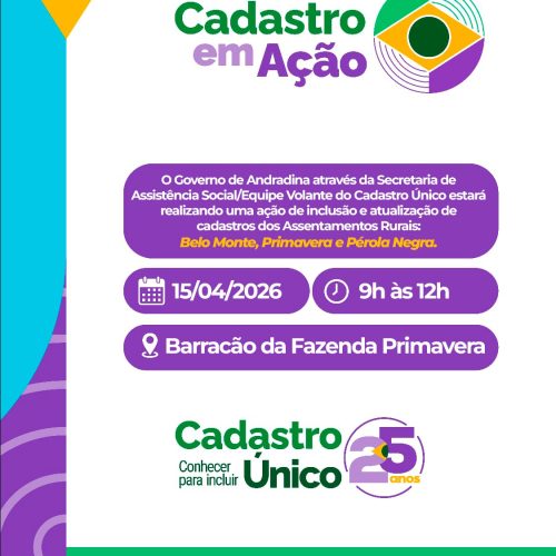 SECRETARIA DE ASSISTÊNCIA SOCIAL REALIZARÁ MUTIRÃO DE CADASTRO ÚNICO NA ZONA RURAL