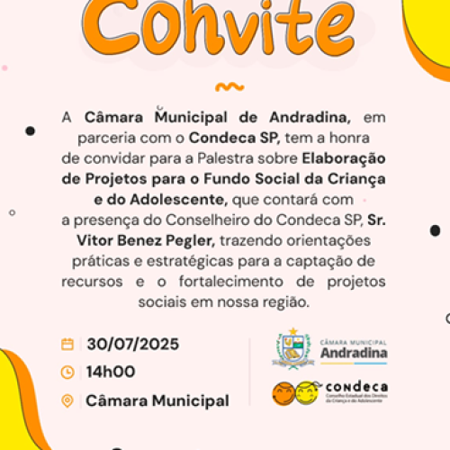 Câmara de Andradina realiza palestra sobre captação de recursos para projetos sociais