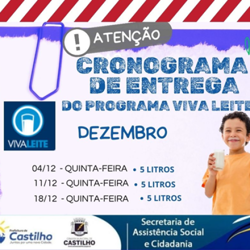 Programa Viva Leite altera entrega em Castilho no mês de dezembro, mas manterá quantidade