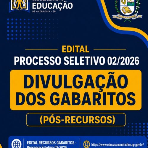 Secretaria Municipal de Educação divulga gabaritos pós-recursos do Processo Seletivo 02/2026