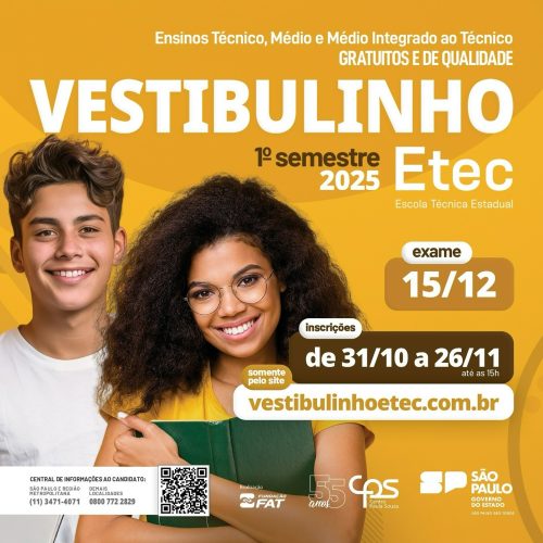 Administração Noturno: Inscrições para o Vestibulinho da ETEC vão até dia 26