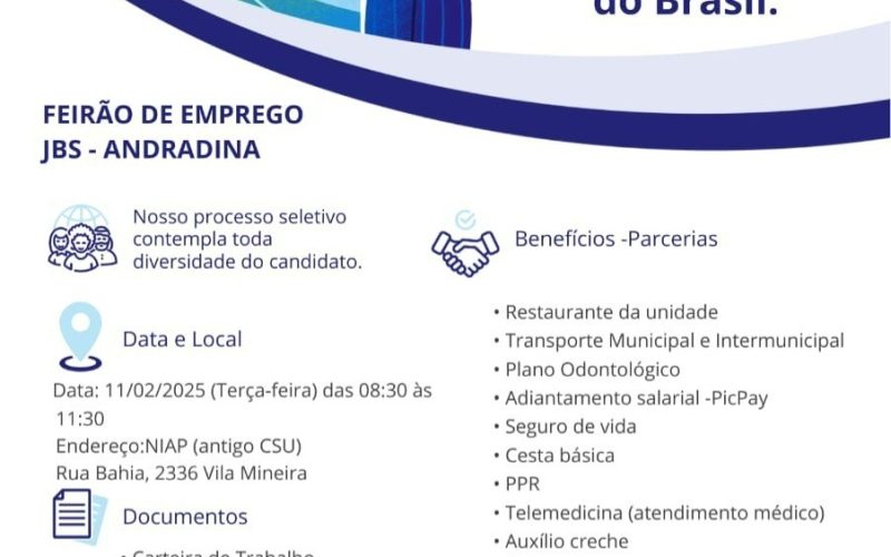 Mutirão de Vagas JBS para a unidade de Andradina