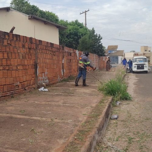 Prefeitura intensifica limpeza de mato em guias e calçadas
