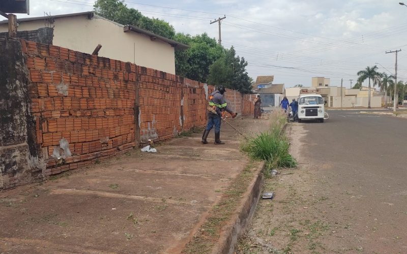 Prefeitura intensifica limpeza de mato em guias e calçadas