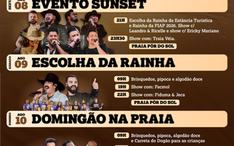 Pereira Barreto divulga programação oficial das festividades de 97 anos com shows gratuitos, atrações infantis e escolha da Rainha