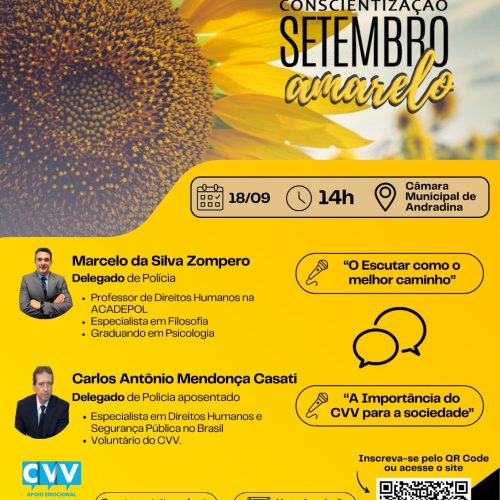 Andradina promove conscientização sobre saúde mental no Setembro Amarelo
