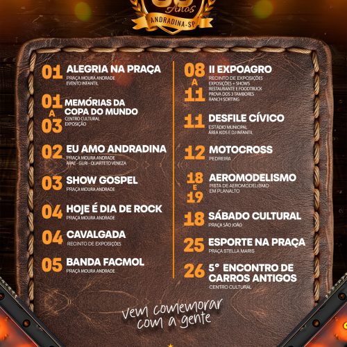 Andradina celebra 89 anos com programação especial em julho