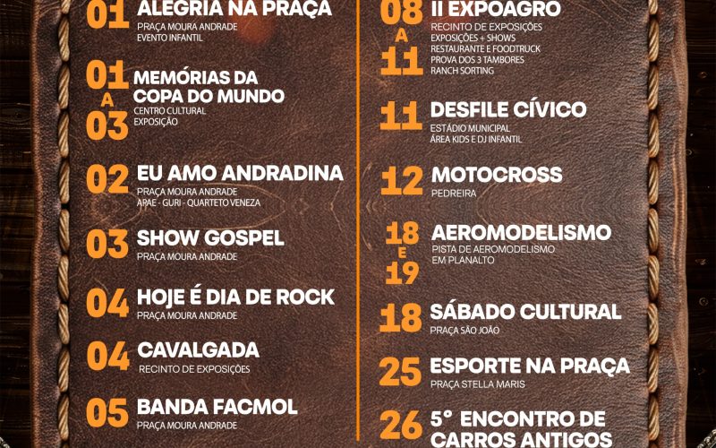Andradina celebra 89 anos com programação especial em julho