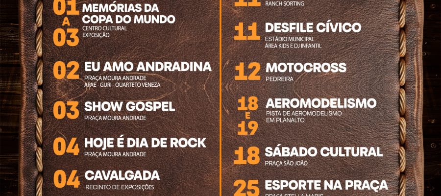 Andradina celebra 89 anos com programação especial em julho