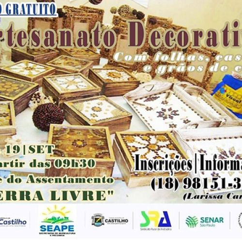 Castilho abre inscrições para curso inédito de Artesanato com folhas, galhos, cascas e grãos de café