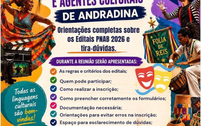 Prefeitura de Andradina vai realizar reunião sobre a Política Nacional Aldir Blanc para orientar artista