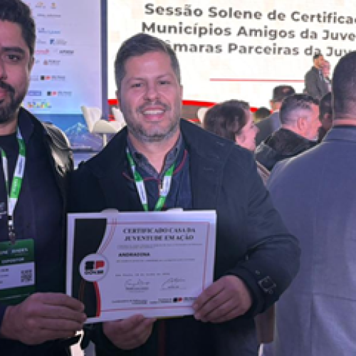 Câmara de Andradina recebe certificado “Câmara Parceira da Juventude” do Governo do Estado