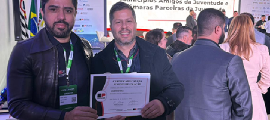 Câmara de Andradina recebe certificado “Câmara Parceira da Juventude” do Governo do Estado
