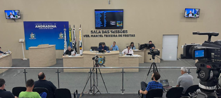 Sessão da Câmara de Andradina terá nove itens na pauta desta segunda-feira