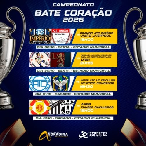 Campeonato Bate Coração 2026 tem abertura remarcada para esta sexta-feira em Andradina