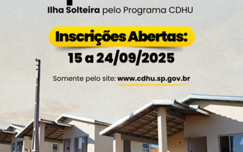 Ilha Solteira abrirá inscrições para 100 moradias populares pelo programa da CDHU